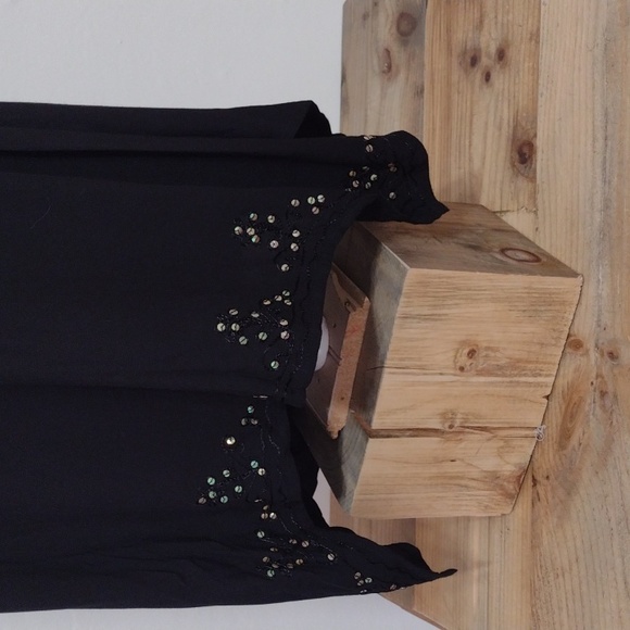 Model France Black Sleeveless Shift Dress w Sequin - Picture 12 of 14